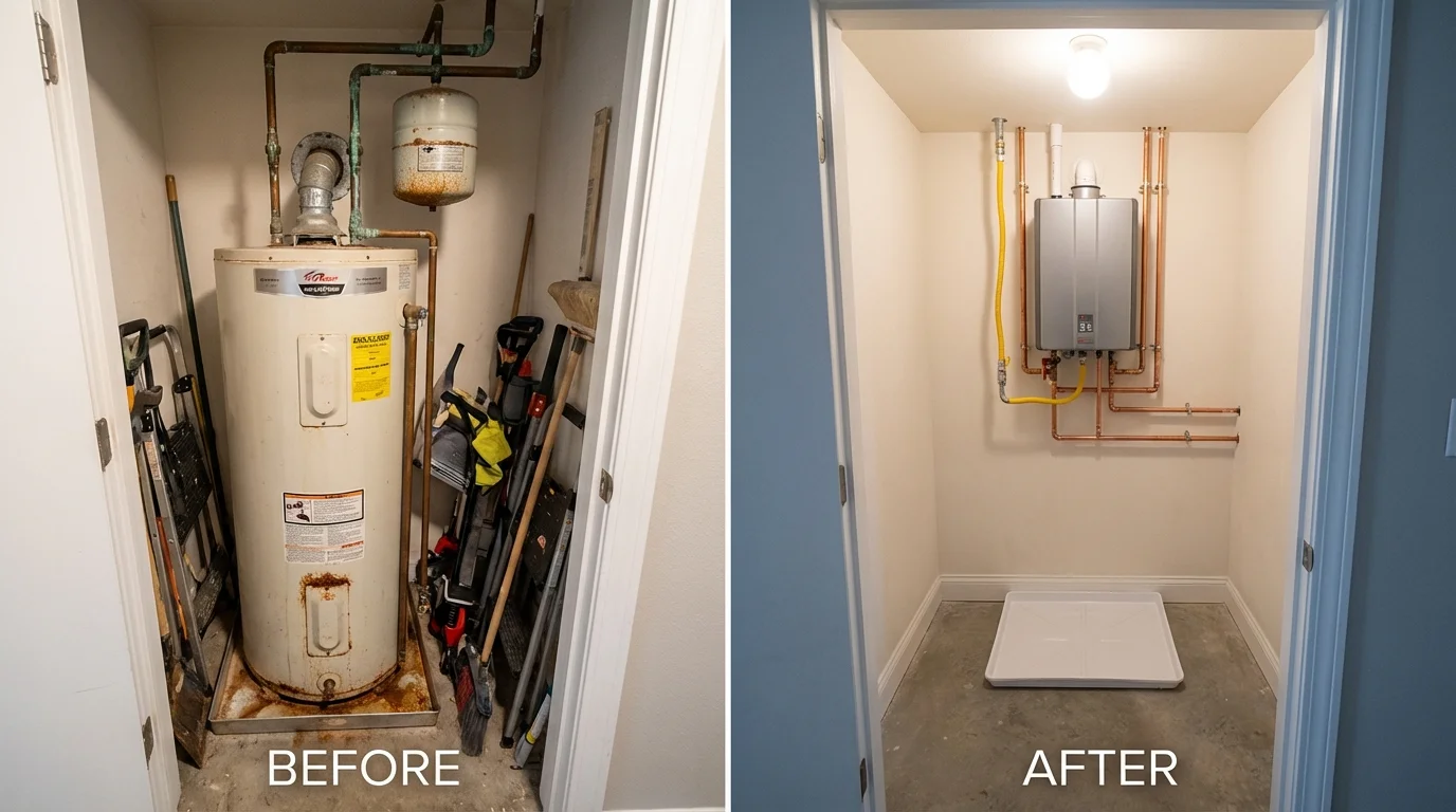Tank water heater versus wall-mounted tankless unit comparison for Delray Beach, FL homeowners