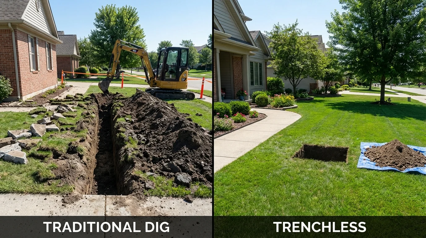 Trenchless sewer repair with minimal yard damage versus traditional excavation in Delray Beach, FL